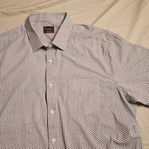 UNTUCKit Performance Shirt Men XL Blue Geometric AOP Preppy Short Sleeve